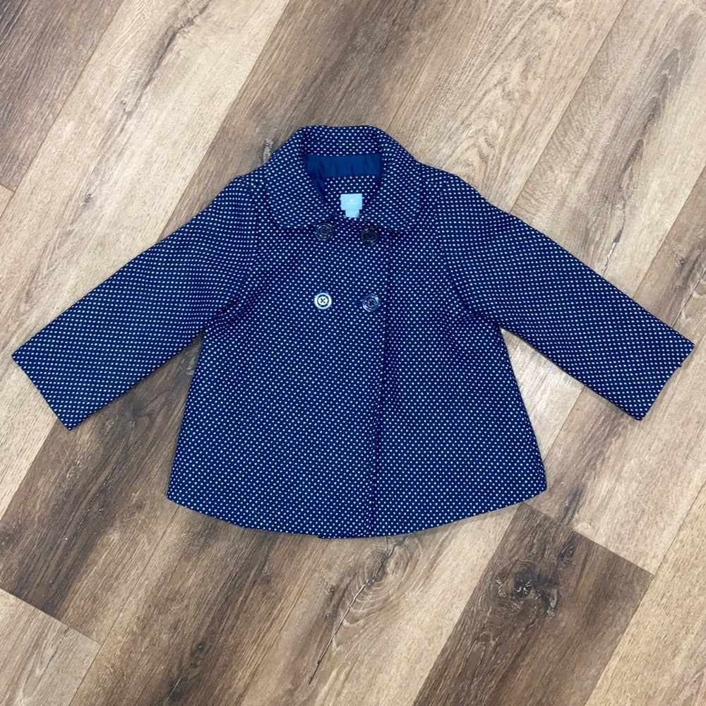 Gap Polkadot Pea Coat Jacket Wool Warm 4T